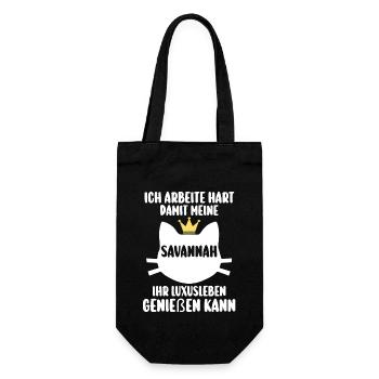 Savannah Katze - Geschenkbeutel für Flaschen - Schwarz - Vorne