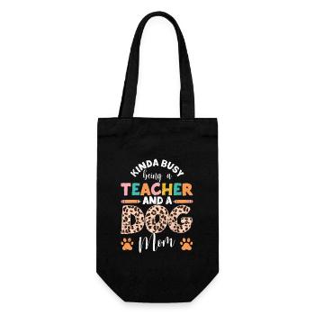Somehow busy as a teacher and dog mother - Gift Bag for Bottles - black - Front