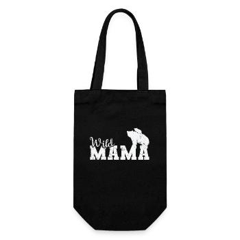 Wild Mama Bär Wald Tier - Geschenkbeutel für Flaschen - Schwarz - Vorne
