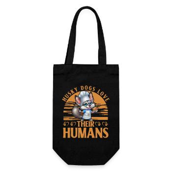 Husky Dogs love their Humans - Gift Bag for Bottles - black - Front