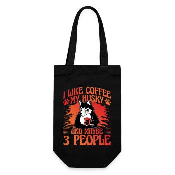 I like coffee my husky and maybe 3 people - Gift Bag for Bottles - black - Front