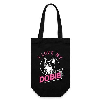 Dobermann Pinscher Hund Dobie - Geschenkbeutel für Flaschen - Schwarz - Vorne