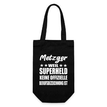 Metzger Superheld Spruch - Geschenkbeutel für Flaschen - Schwarz - Vorne