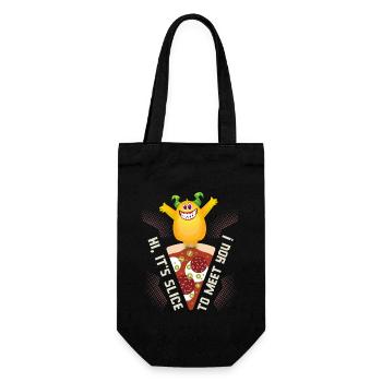 Lustige Pizza, Pizza-Ecke, Slice-To-Meet-You, Pun - Geschenkbeutel für Flaschen - Schwarz - Vorne