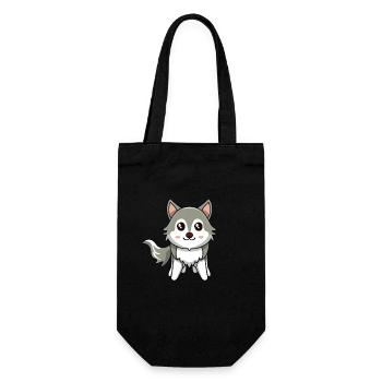 mignon Kawaii Husky - Sac à bouteille - noir - Devant