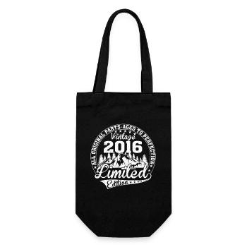 Born 2016 Vintage Retro Anniversary - Gift Bag for Bottles - black - Front
