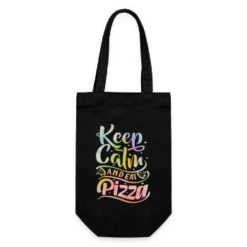 Pizza Spruch, Keep-Calm, italienische Pizzeria - Geschenkbeutel für Flaschen - Schwarz - Vorne