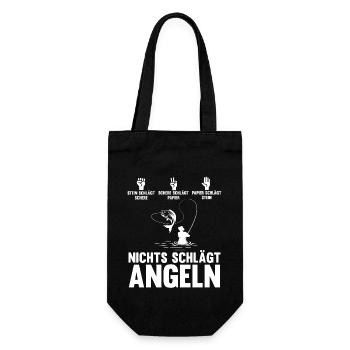 Angeln Fischer Fischen Angel Angler - Geschenkbeutel für Flaschen - Schwarz - Vorne