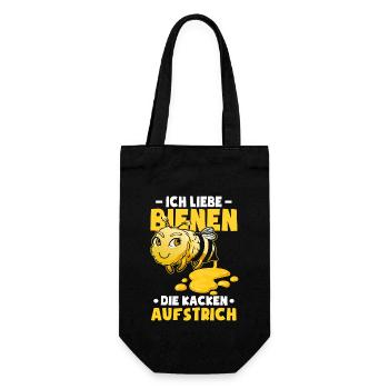 Ich liebe Bienen die kacken Aufstrich - Geschenkbeutel für Flaschen - Schwarz - Vorne