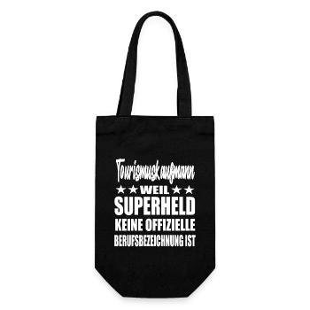 Tourismuskaufmann Superheld Spruch - Geschenkbeutel für Flaschen - Schwarz - Vorne