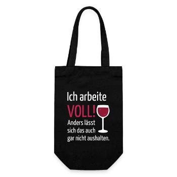 Ich arbeite voll anders ist es nicht auszuhalten - Geschenkbeutel für Flaschen - Schwarz - Vorne