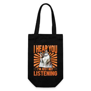 I hear you I'm just not listening Husky - Geschenkbeutel für Flaschen - Schwarz - Vorne