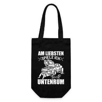 Am Liebsten Spiele Ich Untenrum | KFZ Mechaniker - Geschenkbeutel für Flaschen - Schwarz - Vorne