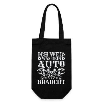 Ich weiß was dein Auto braucht - Geschenkbeutel für Flaschen - Schwarz - Vorne