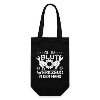 Öl Im Blut Werkzeug In der Hand - Geschenkbeutel für Flaschen - Schwarz - Vorne