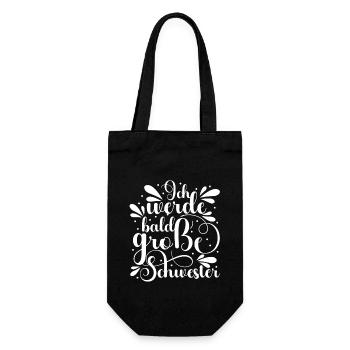 Ich werde große Schwester - Geschenkbeutel für Flaschen - Schwarz - Vorne