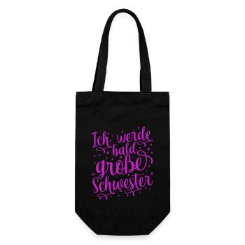 Ich werde große Schwester - Geschenkbeutel für Flaschen - Schwarz - Vorne