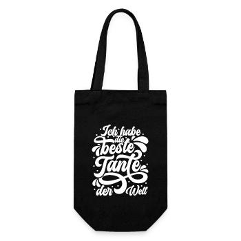 Ich habe die beste Tante der Welt - beste Tante - Geschenkbeutel für Flaschen - Schwarz - Vorne