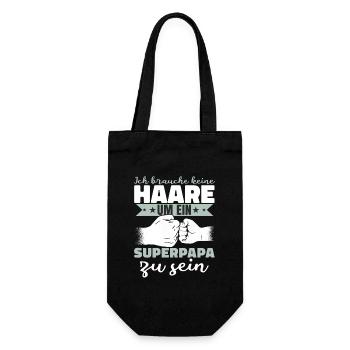 Ich brauche keine Haare um ein Superpapa zu sein - Geschenkbeutel für Flaschen - Schwarz - Vorne