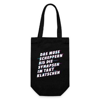 Muss scheppern bis Synapsen klatschen - Geschenkbeutel für Flaschen - Schwarz - Vorne