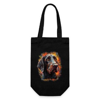 jagdhund Deutsch-Drahthaar - Geschenkbeutel für Flaschen - Schwarz - Vorne