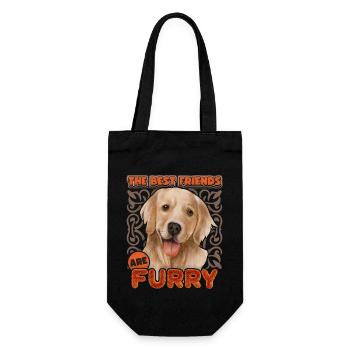 Goldener Retriever, Golden-Retriever Hund Spruch - Geschenkbeutel für Flaschen - Schwarz - Vorne