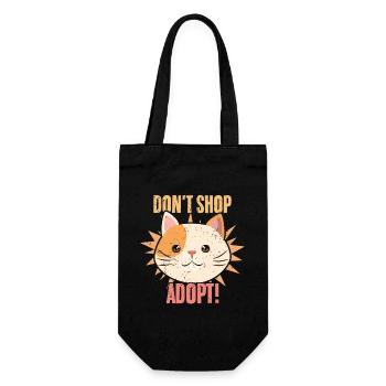 Cute Cat Face Don't Shop Adopt Animal Foster Child - Gift Bag for Bottles - black - Front