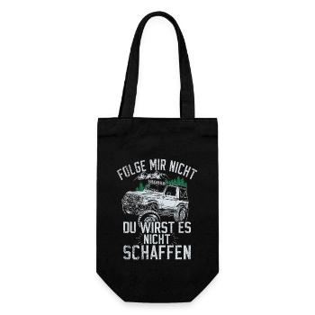 Folge mir nicht du wirst es nicht schaffen - Geschenkbeutel für Flaschen - Schwarz - Vorne