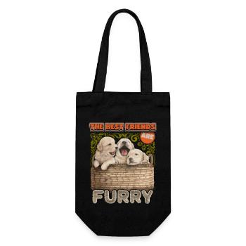 Golden-Retriever Welpe, Hund lustiger Spruch - Geschenkbeutel für Flaschen - Schwarz - Vorne