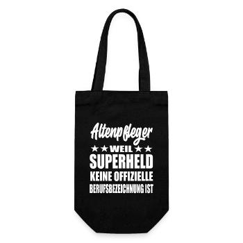 Altenpfleger Superheld Spruch - Geschenkbeutel für Flaschen - Schwarz - Vorne