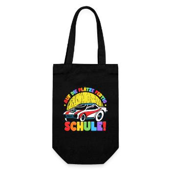 Einschulungsgeschenke Auto Jungen Einschulung - Geschenkbeutel für Flaschen - Schwarz - Vorne