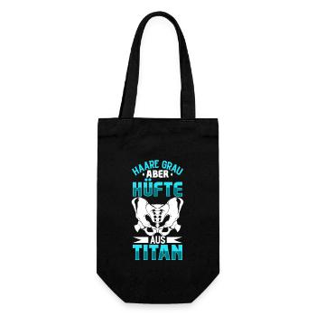 Hair gray but hip made of titanium - hip surgery - Gift Bag for Bottles - black - Front