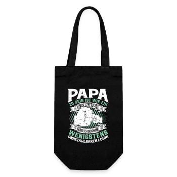 Papa zu sein ist wie ein Vollzeitjob - Geschenkbeutel für Flaschen - Schwarz - Vorne