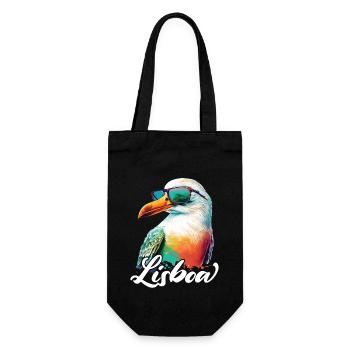 Lisboa Portugal Urlaub Möwe mit Sonnenbrille - Geschenkbeutel für Flaschen - Schwarz - Vorne