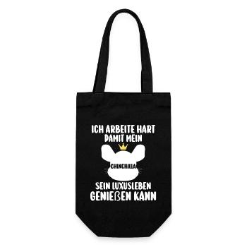 Ich arbeite hart damit mein Chinchilla - Geschenkbeutel für Flaschen - Schwarz - Vorne