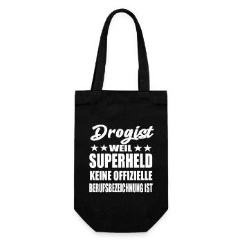 Drogist Superheld Spruch - Geschenkbeutel für Flaschen - Schwarz - Vorne