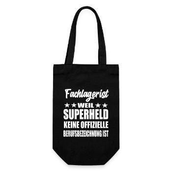Fachlagerist Superheld Spruch - Geschenkbeutel für Flaschen - Schwarz - Vorne
