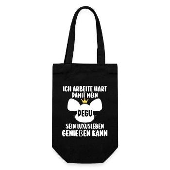 Ich arbeite hart damit mein Degu - Geschenkbeutel für Flaschen - Schwarz - Vorne
