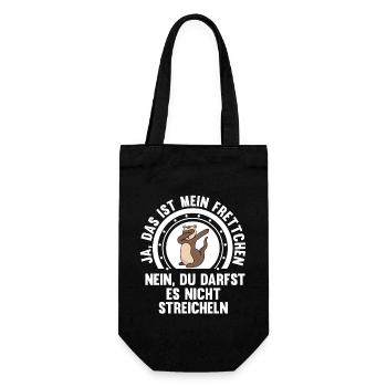 Ja das ist mein Frettchen - Geschenkbeutel für Flaschen - Schwarz - Vorne