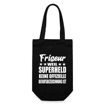 Friseur Superheld Spruch - Geschenkbeutel für Flaschen - Schwarz - Vorne