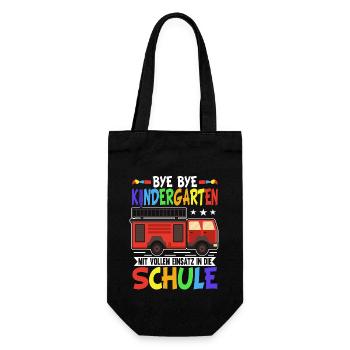 Feuerwehr Einschulung Schulkind 1. Klasse - Geschenkbeutel für Flaschen - Schwarz - Vorne