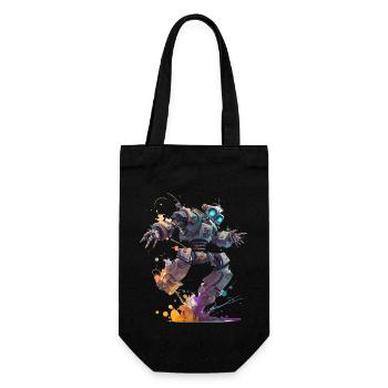 Fantasie Roboter in einem Funky Art Style - Geschenkbeutel für Flaschen - Schwarz - Vorne