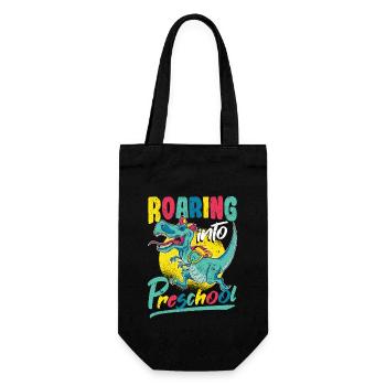 Roaring Into Preschool Dinosaur T Rex Zurück - Geschenkbeutel für Flaschen - Schwarz - Vorne