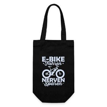 E-Bike Fahren Nerven Sparen Elektrofahrrad EBike - Geschenkbeutel für Flaschen - Schwarz - Vorne