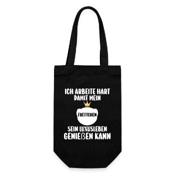 Ich arbeite hart damit mein Frettchen - Geschenkbeutel für Flaschen - Schwarz - Vorne