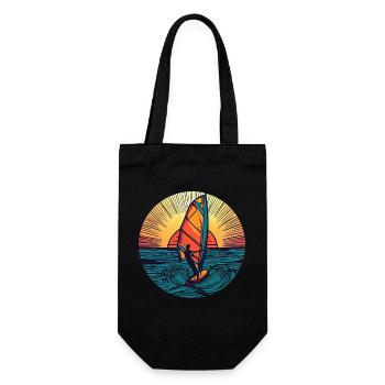 windsurfer surfer sunset - Geschenkbeutel für Flaschen - Schwarz - Vorne