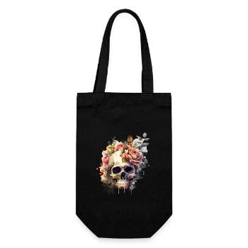 Skull and crossbones with roses - Skull Dia De Los Muertos - Gift Bag for Bottles - black - Front