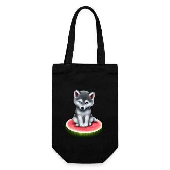 Wassermelone Wolf - Geschenkbeutel für Flaschen - Schwarz - Vorne