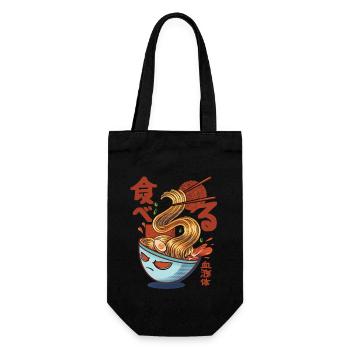 Ramen Nudelsuppen im Anime und Manga Stil - Geschenkbeutel für Flaschen - Schwarz - Vorne