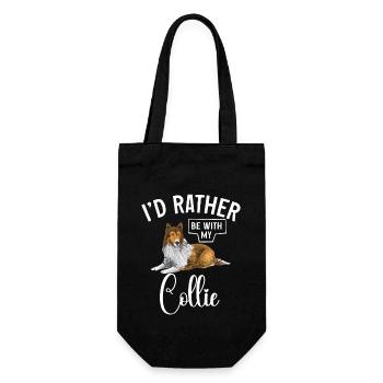 Langhaarcollie Rough Collie Hund - Geschenkbeutel für Flaschen - Schwarz - Vorne